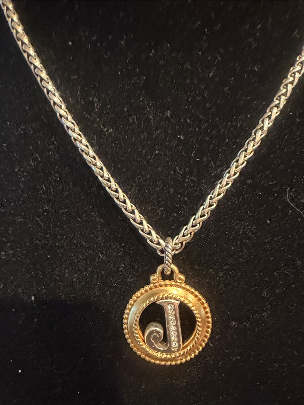Brighton Gold and Silver Initial 'J’ Pendant Necklace - Two-Tone Women's Jewelry